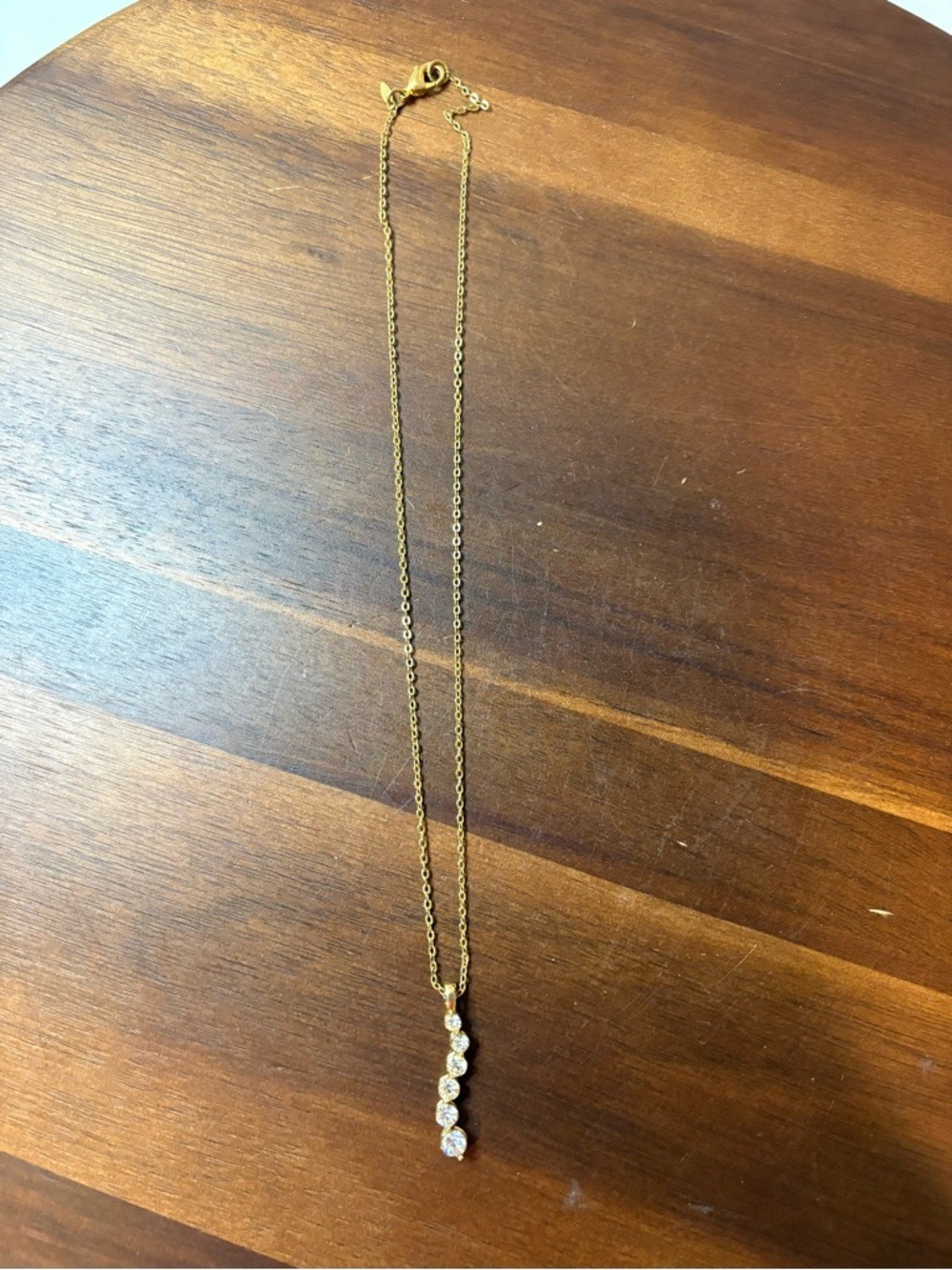 Vintage Avon Gold Tone Rhinestone Drop Necklace Dainty Classic 16”